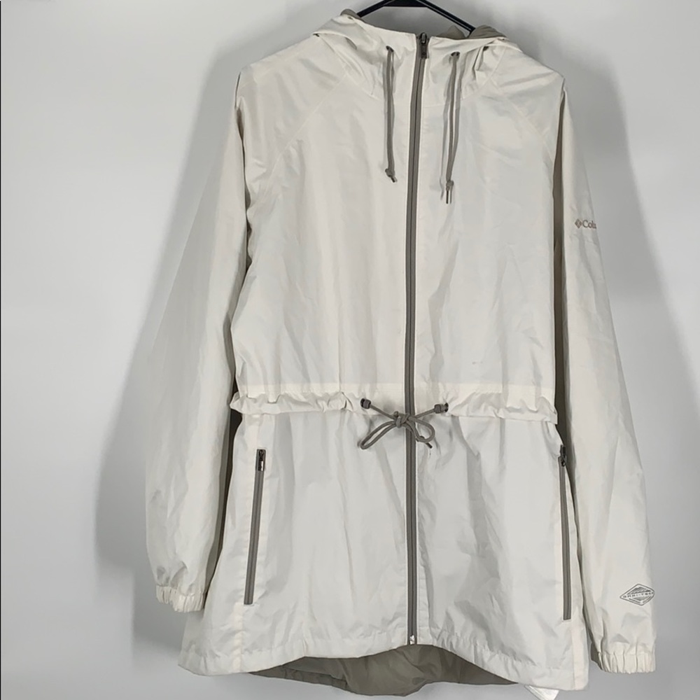 Columbia white windbreaker utility zip up